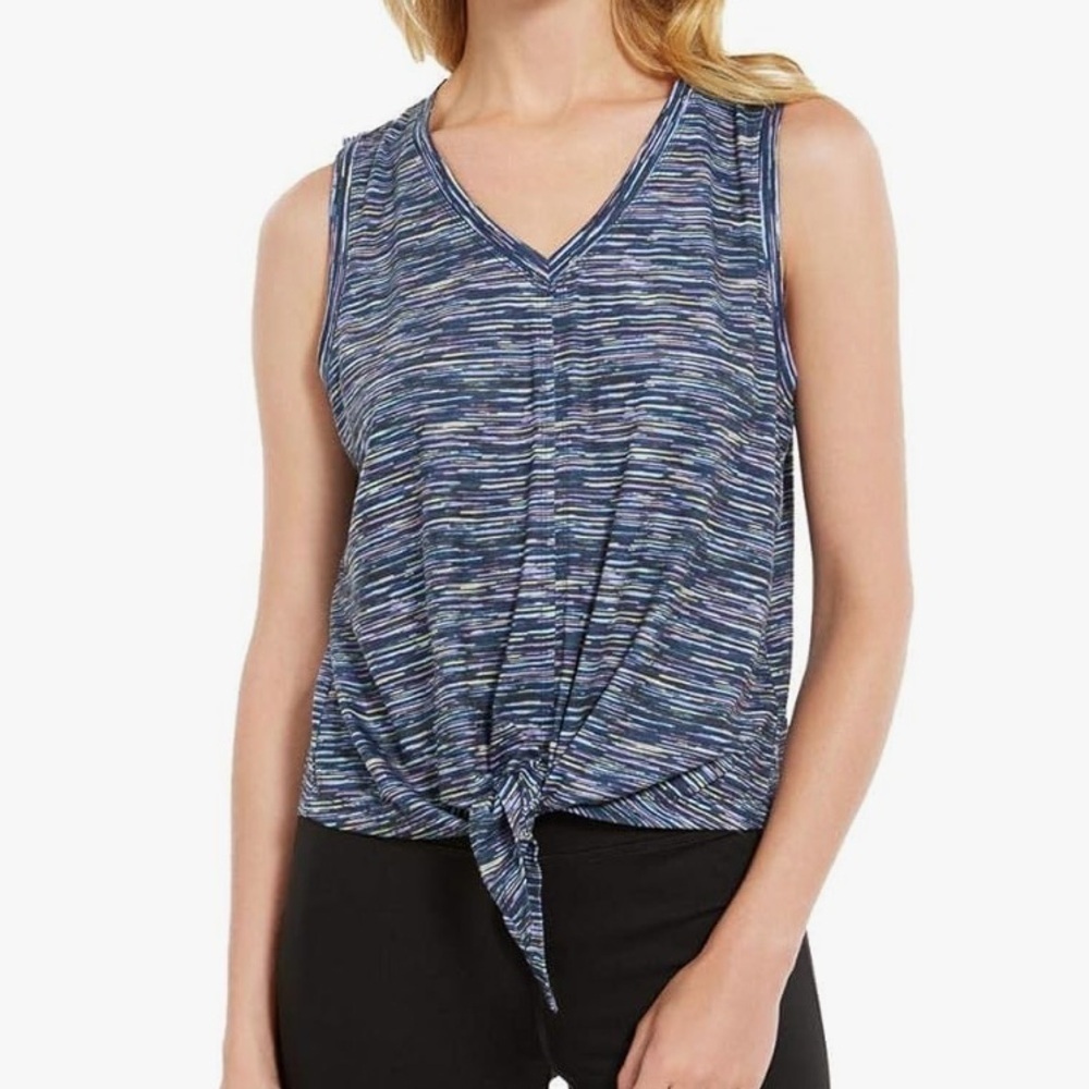 NWT IDEOLOGY Yoga Fitness V-Neck Tie Front Sleeveless Tank Top Size Large